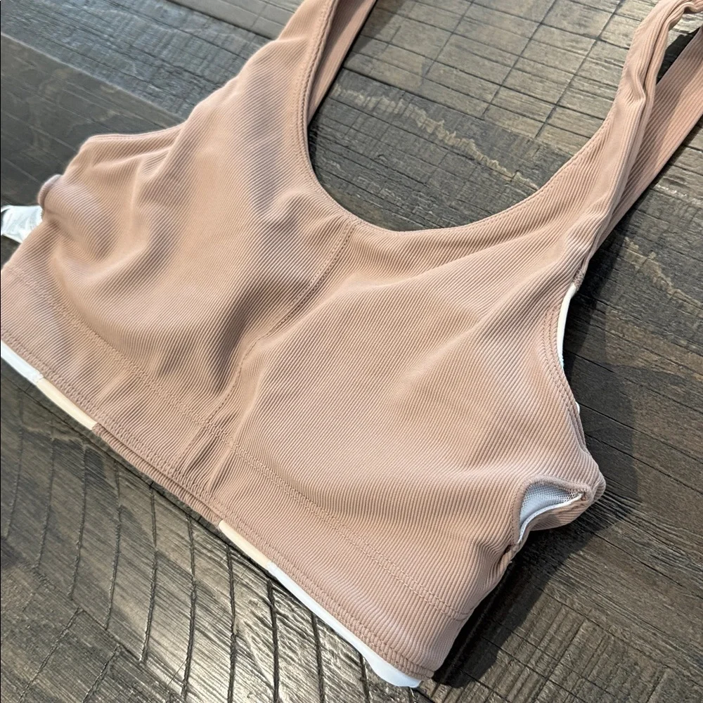 WILO The Label 2 Piece Sports Bra and Leggings Brown High Waist Stripe Ribbed S - Picture 13 of 16